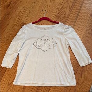 Talbots Cream Graphic Long Sleeve Top